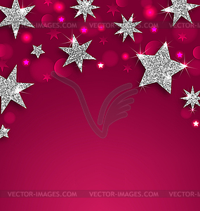 Starry Silver Banner for Happy Holidays - vector image