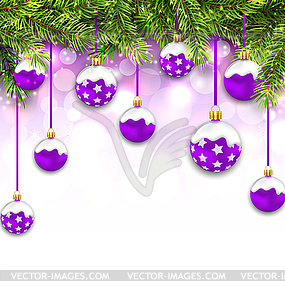 Shimmering Snowing Background with Fir Branches - vector clipart