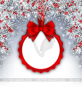 Christmas Banner with Silver Fir Twigs and Card - vector EPS clipart