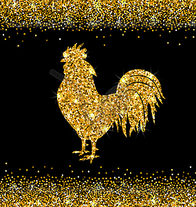 Shimmering Background with Rooster as Symbol Chines - vector clipart