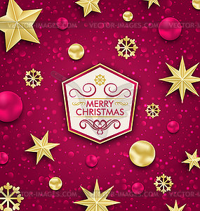 Merry Christmas Banner with Glitter Decoration - vector clip art