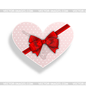 Romantic Gift Box with Bow Ribbon for Valentines Day - vector clipart