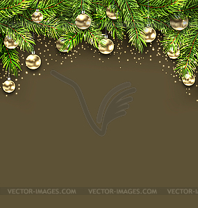 Christmas Holiday Background with Fir Twigs and - vector clip art