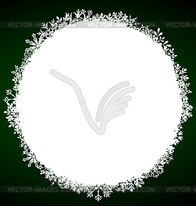 Winter Round Frame with Snowflakes - vector image