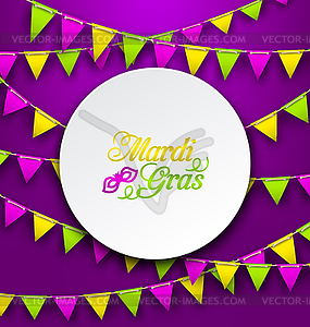 Mardi Gras Traditional Card, Bunting Background - vector clip art