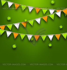 Bunting Pennants in Irish Colors and Clovers for St - vector image