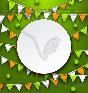 Clean Card with Party Bunting Pennants and Clovers - vector clip art