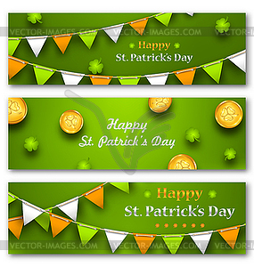 Set Banners with Bunting Hanging Pennants - vector image