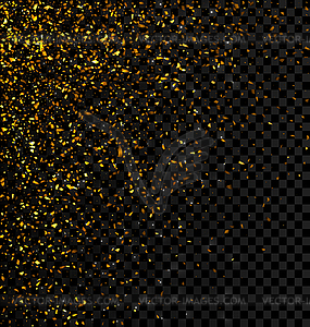 Gold glitter falling confetti on dark checkered - vector clip art