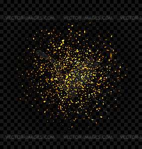 Golden glitter explosion firework confetti - vector image