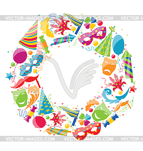 Festive Round Frame for Carnival, Party Circus - vector clipart