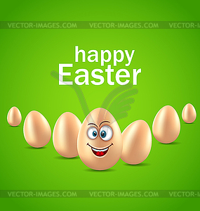 Счастливый Пасхальная открытка с яйцом Забавный, Юмор Приглашение - векторный клипарт