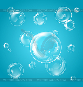 Realistic Transparent Soap Bubbles with Reflection - vector clip art