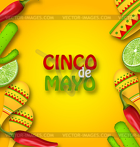 Cinco De Mayo Background with Mexican Traditional - vector clipart