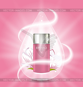 Cosmetic Cream and Magnolia Flower form drop - vector clip art