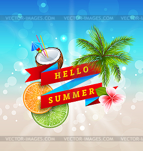 Summer Festival Poster Design with Coconut, - vector clipart