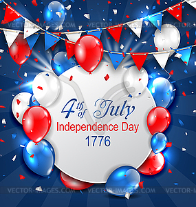 Greeting Card for American Independence Day, 4th - vector clipart