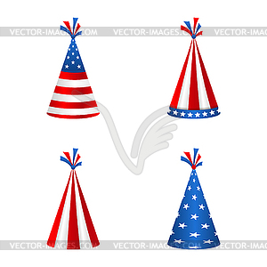 Set Party Hats with Flag of United States of - vector clipart