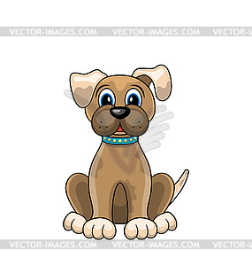 Cartoon Dog Sitting in Collar - vector clipart