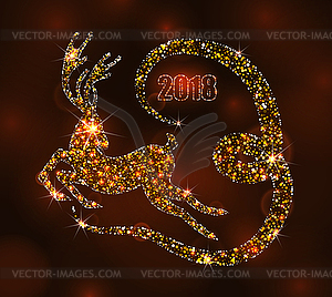 Christmas Light Deer for Happy New Year, Running - vector clip art