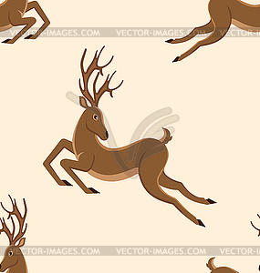Seamless Pattern with Jumping Deers, Retro Texture - vector clipart