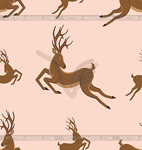 Seamless Pattern with Leaping Deers, Vintage Textur - vector image