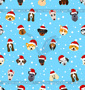 Seamless Pattern with Different Breeds of Dogs in - vector image