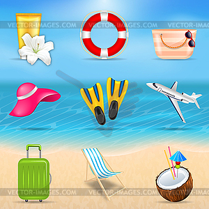 Set Realistic Travel and Tourism Accessories - vector clipart