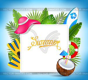 Tropical Exotic Design Card with Beach - royalty-free vector clipart