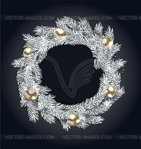 Christmas Wreath with Golden Balls - vector image