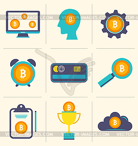 Bitcoin Digital Money, Cryptocurrency System and - vector image