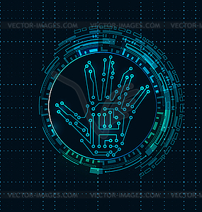 Abstract Hand with Scan, Electronic Technology - vector image