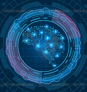 Brain is Composed Circuit Texture. Artificial - vector image