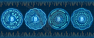 Mining Bitcoin Crypto Currency, BTC, бит-монета. - стоковый векторный клипарт