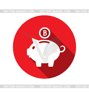 Плоские иконки концепции Piggy Bank с биткойн BTC, - клипарт в векторе