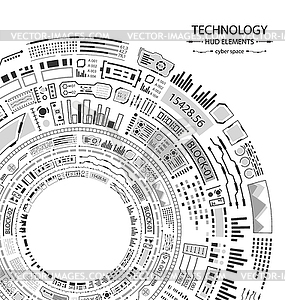 Hud Design for Futuristic Interface, Infographic - vector image