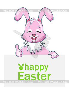 Cheerful Rabbit with Sheet of Paper for Happy - vector clipart