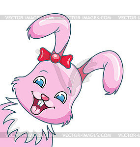 Smiling Rabbit Cartoon Girl, Beautiful Bunny, - vector image