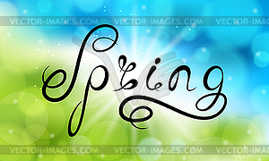 Spring Lettering, Calligraphic Text on Light Glowin - vector clipart