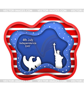 Fourth of July Independence Day of USA, Statue of - vector clip art