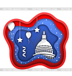 Cut Paper Background for Fourth of July Independenc - vector image