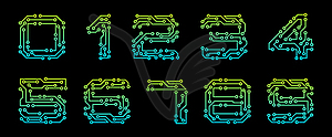 Set Numbers Made in Circuit Texture, Numerals - vector image