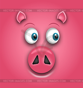 Smiling Face of Pig, Symbol of Chinese New Year 2019 - vector clipart