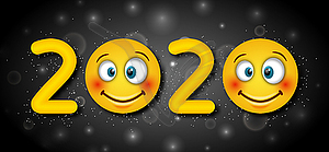 2020 Text, Template for Happy New Year with Cheerfu - vector image