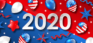 Новый год 2020 с национальными цветами США американский - векторный клипарт Royalty-Free
