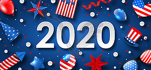 New Year 2020 with National Colors of USA American - vector image