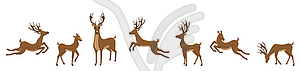 Set of Deers . Sika Deers, Reindeers, Stags - vector clipart
