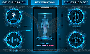 Biometric Identification Personality, Scanning - vector image