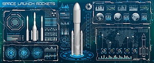 Space Launch Interface Rockets, Sky-fi HUD. Head - royalty-free vector image