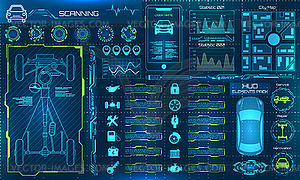 Установите HUD Elements Автосервис, Ремонт Инфографика. - иллюстрация в векторном формате